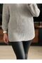 Boat Neck Glitter Fabric Thin Knit Sweater-Grey - 6