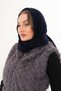 Navy Blue Knitted Shawl with Hood Detail |   Trendy Hooded Scarf - 8