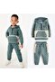 Boy's Cotton Quilted Hooded Tracksuit Set - Green Beige Color - 7