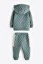 Boy's Cotton Quilted Hooded Tracksuit Set - Green Beige Color - 5