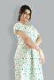 Printed Cotton Green Nighty - Round Lace Neck - 5