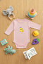 Cute Animals Themed Yellow Chick Print Bodysuit with Snap Fasteners Printed Baby Bodysuit