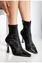 Gold Women's Black Velvet Pointed Toe Stylish Night Daily Boots