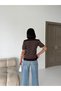Polo Neck Striped Short Sleeve Women's Knitwear T-Shirt - 7