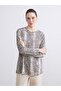 Crew Neck Patterned Blouse