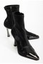 Gold Women's Black Velvet Pointed Toe Stylish Night Daily Boots - 7