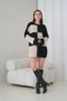 Women's Long Sleeves Self Textured Crew Neck Tunic Oversized Stylish Winter Knitwear Sweater Dress with Pockets - 3