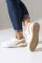 White Beige Detailed Women's Sneaker |   Retro Casual Sneakers |   Women's Leather Casual Shoes - 4