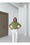 Polo Neck Striped Short Sleeve Women's Knitwear T-Shirt - 5
