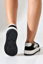 Women's Black and White Thick Sole Sneaker |   Casual and Stylish Walking Sneakers - 7