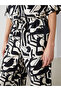 Patterned Wide Leg Women's Trousers with Elastic Waist - 3