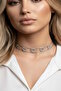 Silver Color Heart Stone Choker Necklace