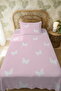 100% Cotton Pink Polka Dot Butterflies Patterned Single Pike Set - 3