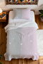 100% Cotton Pink Gray Transitional Hanging Hearts Patterned Single Pike Set - 4