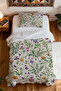 100% Cotton Purple Botanical Flowers Patterned Single Pique Set - 4