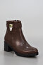Bln 765 Gold Metal Stone Buckle Detail Half Boots
