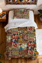 100% Cotton Retro Posters Patterned Single Person Pike Set - 4