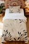 100% Cotton Black Leaves Patterned Single Pique Set - 2