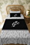 100% Cotton Black and White Jute Eucalyptus Leaves Patterned Single Pike Set - 3