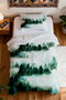 100% Cotton Dark Green Sequential Trees Patterned Single Person Pike Set - 4