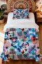 100% Cotton Dance of Colors Patterned Single Pique Set - 2