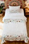 100% Cotton Boho Watercolor Brown Flowers Patterned Single Pike Set - 2