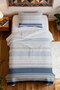 100% Cotton Glitter Blue Silver Stripes Patterned Single Pique Set - 4