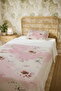 100% Cotton Pink White Cherry Blossoms Patterned Single Pike Set - 5