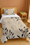 100% Cotton Black Leaves Patterned Single Pique Set