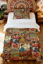 100% Cotton Retro Posters Patterned Single Person Pike Set - 2