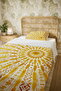 100% Cotton Ethnic Yellow Sun Patterned Twin Bedspread Set - 5