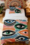 100% Cotton Bohemian Colorful Eyes Patterned Single Pique Set - 2