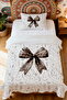 100% Cotton Rustic Cute Bow Patterned Single Pique Set - 2