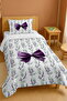 100% Cotton Noble Purple Ribbon Designed Single Bedspread Set