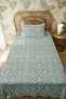 100% Cotton Soft Mint Damask Design Single Bedspread Set - 3