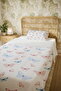 100% Cotton Pink Blue Butterflies Patterned Single Pique Set - 5