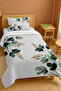 100% Cotton Green Leaves Patterned Single Pique Set in the Forest