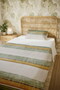 100% Cotton Sage and Mustard Striped Patterned Single Pique Set - 5