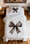 100% Cotton Rustic Cute Bow Patterned Single Pique Set - 4