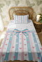 100% Cotton Love Ribbon Patterned Single Bedspread Set - 3