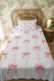 100% Cotton Pink Striped Bow Patterned Single Pique Set - 3