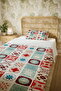 100% Cotton Red Tones Tile Patterned Single Pike Set - 5
