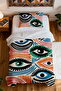 100% Cotton Bohemian Colorful Eyes Patterned Single Pique Set - 4