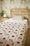 100% Cotton Red Autumn Flowers Patterned Single Pique Set - 5