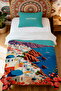 100% Cotton Santorini Coast Patterned Single Pique Set - 2