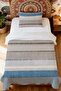 100% Cotton Sandy Stripes Patterned Single Bedspread Set - 2