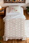 100% Cotton Vintage Rose Stripes Patterned Single Pique Set - 4