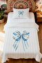 100% Cotton Blue Striped Bow Patterned Single Pique Set - 2