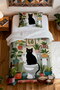 100% Cotton Botanical Cat Patterned Single Pike Set in the Toilet - 4