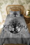 100% Cotton Monochrome Tree Silhouette Pattern Single Bedspread Set - 3